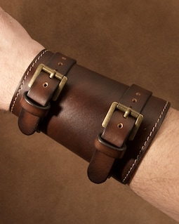 Leather Wrist Wallet: Handmade Full Grain Leather Cuff with Zipper