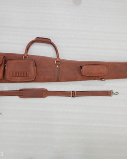 Distressed Leather Shotgun Slip Case – Tan Brown, Adjustable Strap