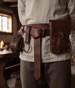 Medieval Belt Pouch Set Leather Renaissance Cosplay Bag