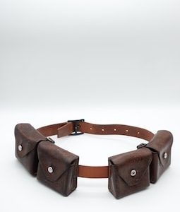 SWISS ARMY Military Brown Leather Belt Bandolier with Ammo Cases Pouch Pouches Sattchel *Marked* WW2 1929/1954 Combat Switzerland