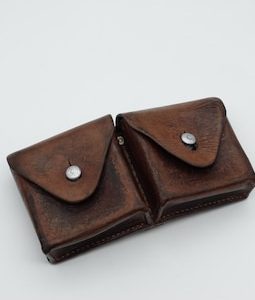 Fine Swiss Army SCHMIDT Rubin Rifle AMMO Pouch Switzerland military Post WW2 1941 41 Brown Leather Vintage Oldtimer Belt Bag